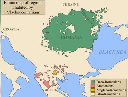 Ethnic map of regions inhabited by Vlachs