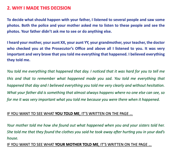 Why I made this decision text sample
